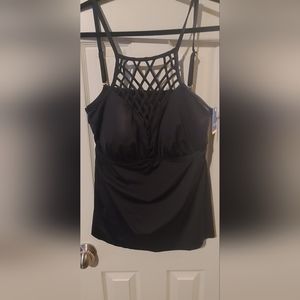Women Plus Tummy Slimmer Lattice Tankini Top size 2x